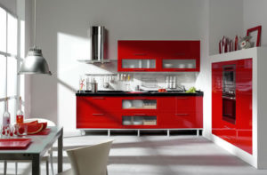 rojo en espacios de cocinas