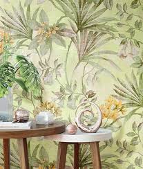 papel tapiz verde con plantas tendenzza decorar con colores verdes